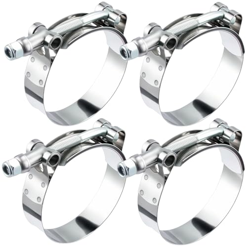 Image of EVIL ENERGY 2.75 Inch T-Bolt Hose Clamps, Stainless Steel 304 Turbo Intake Clamps, 71-78mm Adjustable Range for 2-3 /4 inch Hose ID, Intercooler Radiator Pipe Clamps for Silicone Coolant Hoses, 4PCS