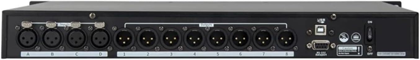 LNNW Ecualizadores Gráficos Ecualizador de Audio for DJ, 24 bits, 4 x 8, procesador DSP de 4 entradas y 8 Salidas, Sistema de Audio for Estudio de grabación.
