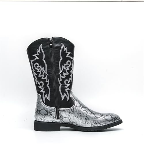 CHUUMEE Cowboy Boots For Men Western Boot Durable Classic Embroidered Pointed Toe Leather Mid-Calf Boots3