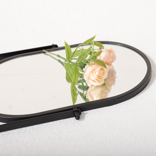Espejo de Maquillaje Ovalado Ajustable de Escritorio Negro miniatura 7