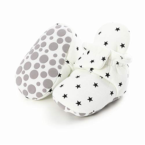 CENCIRILY Newborn Baby Girls Cotton Booties Infant Boys Slippers Stay on Sock Soft Shoes Non Skid Ankle Boots with Grippers Winter Warm First Walkers Crib Shoes