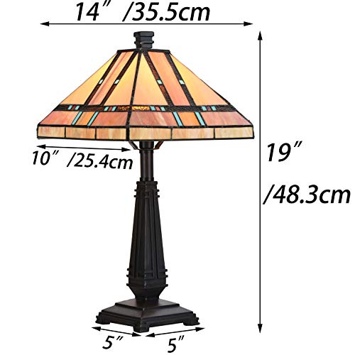 Bieye L10798 Mission Tiffany Style Stained Glass Table Lamp For Home Decoration #TOP4