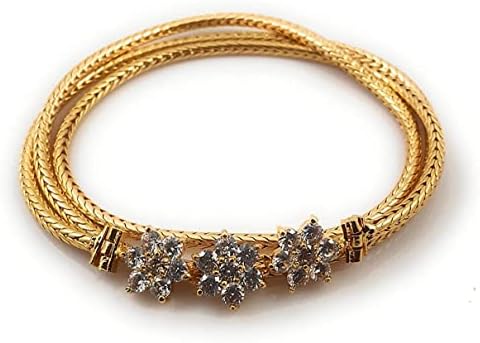 CUTE GOLD One Gram Micro Gold Plated Traditional Designer AD Stone Mugappu Chain for Women & Girls, 24 Inch, Gold Plated, No Gemstone