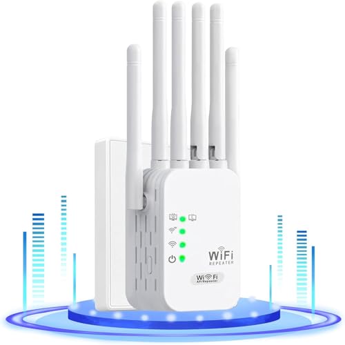 Repetidor WiFi, Potente Amplificador De Señal WiFi Remoto, Repetidor WiFi con 6 Antenas, Amplificador repetidor WiFi con Modo Ap, Puerto ethernet, Compatible con Todos los routers WiFi