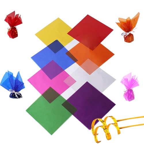 カラー セロファンシート 8色 80枚セット セ透明紙 セロファン カラーセロハン 達の工作 DIY 装飾 梱包 透明紙 セロハン ラッピング 卒業ギフトラッピング用 手芸 紙 金糸テープ付属(15.5cm*15.5cm)