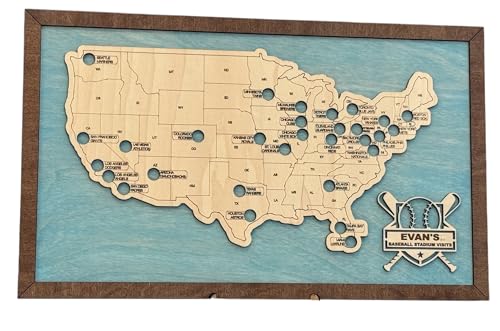 Custom Baseball Stadium Travel Map Tracker, Baseball Park Sign, Fathers Day Gift, Gift for Baseball Fan, gift for men, baseball lover, Bucket List