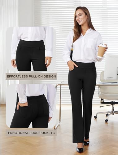 Womens Dress Pants Stretchy Work Pants Business Casual Slacks with 4 Pockets Pull On Office Trousers3