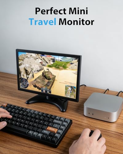Image of Small Security Monitor for Camera Mini PC: Metal Case,10.5 inch 16:10 1920x1280, HDMI & VGA Port,Dual Speakers,High Brightness,with Moon Stand,for Office,Bedroom,Retro Gaming CCTV,Portable Travel