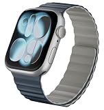【MagEasy】 Apple Watch 44mm 45mm 46mm 49mm 対応 バンド シリコン マグネット 内蔵 アップルウォッチバンド [ アップルウォッチ 11 10 9 AppleWatch Ultra 3 2 SE3 SE2 SE アップル·ウォッチ 対応 ] SKIN DUO ミッドナイトブルー/グレー