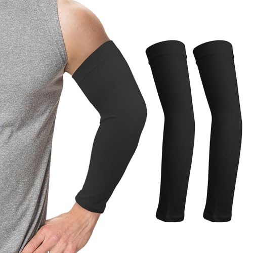 2 Pair Black Sun Protection Arm Sleeves for Men Women Work, Youth Football Arm Sleeves, Driving for Sleeve Sun Protection Upper