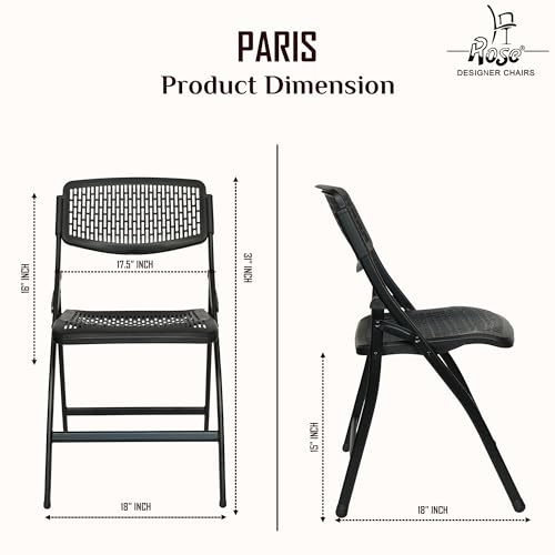 Image of ROSE Paris Folding Chair for Home | Lightweight, Portable, Balcony, Garden, Camping Chair | Indoor Outdoor Chair | Restaurant Chair (Black (Set of 3))