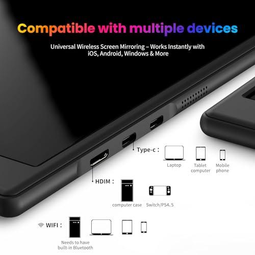 Image of Wireless Portable Monitor, 15.6 inch 1080p FHD 60Hz Wireless Monitor for Laptop with Auto Rotation, Second Travel Portable Screen for PS4 /5 /Switch /MAC /Phone