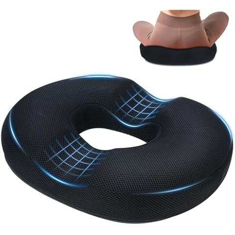 Laelr Donut Pillow Seat Cushion for HIPS Pain Relief Non-Slip Memory Foam Comfort Donut Pillow Ideal for Seat Cushions for Home Office Car Truck Chairs Gaming Chair Long Sitting Cover
