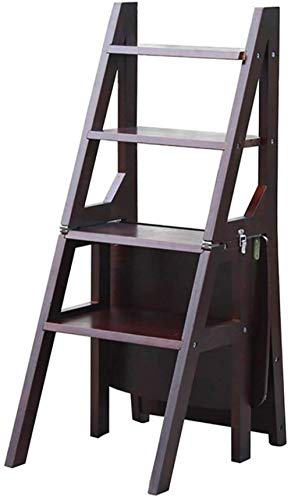 Silla de escalera plegable nogal oscuro y blanco para interiores 2