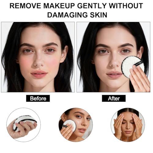HOTUT Toalla Desmaquillante Facial De Microfibra,7PCS Discos Desmaquillantes Reutilizables Con Banda De Pelo,Algodones Desmaquillantes Lavable Para Lavado Facial y Desmaquillante,Todo Tipo De Pieles - imagen 6