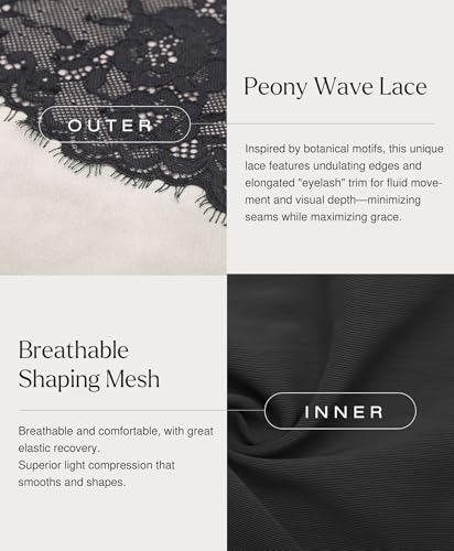 Popilush Long Sleeve Body Suits Womens Tummy Control Open Back Sheer Top Built in Bra Turtleneck Lace Shapewear Bodysuit4