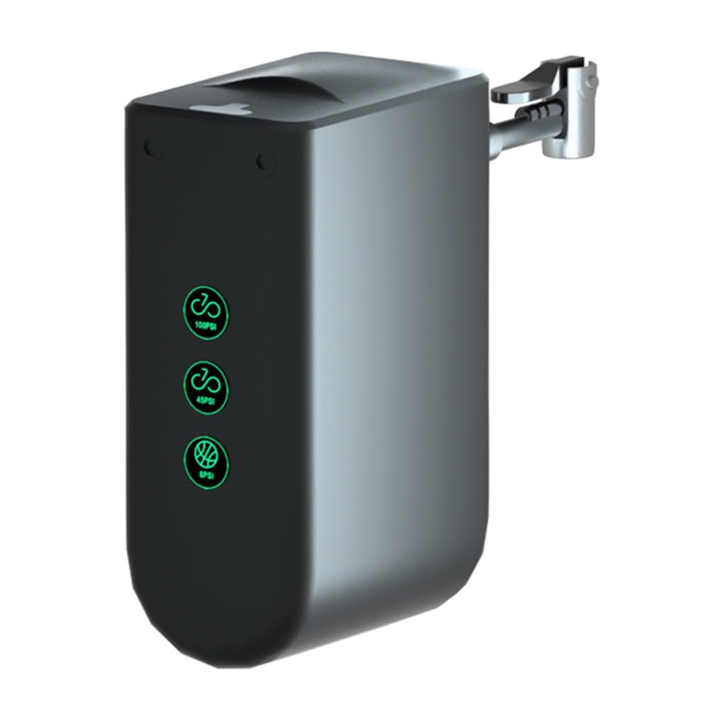 Mini pompe à vélo portable pour vélo de route et VTT, pompe à air portable sans fil 630 mAh avec USB-C QC3.0, 100 psi, design léger en alliage d'aluminium de 135 g, noir