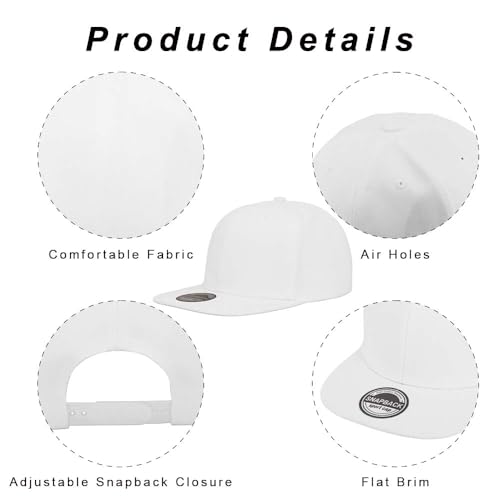 Image of ZH Plain Flat Brim Snapback Baseball Caps Adjustable Blank Baseball Caps Wholesale 12 Pack