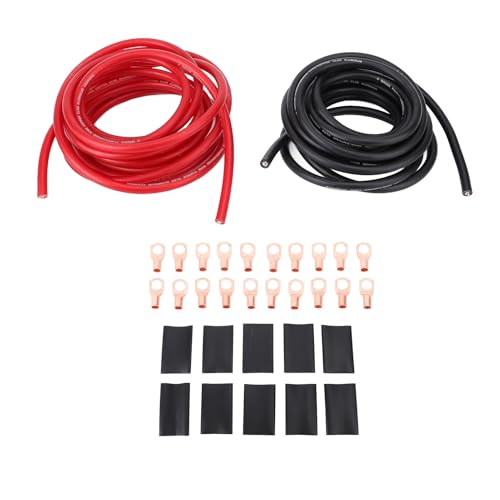 FLEXMAN 4AWG ブラックレッド フレキシブル電源アース線キット 20フィート電源ケーブル 20ラインテール 10熱収縮チューブ付き カーラジオスピーカー電源ライン照明用