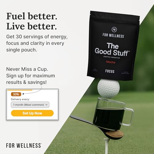 For Wellness The Good Stuff Focus | Healthy Mocha Coffee Creamer Powder with Collagen, MCT Oil & L-Theanine | Keto Non-Dairy Coffee Booster for Focus & Energy | 30 Servings