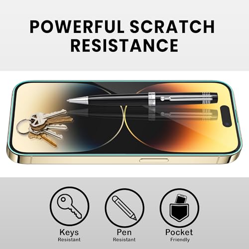Image of ArmourPro Military-Grade Borderless Tempered Glass for iPhone 14 Pro (6.1 Inches) with Edge to Edge Protector Coverage, Cable Protector and Easy Installation Kit | Anti Dust Mesh Filter