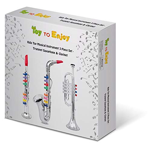 Toy To Enjoy Kids Toy Musical Instrument 3 Piece Set - Trumpet Saxophone & Clarinet with Color Coded Keys for Boys and Girl Ages 3 and Up - Thumbnail 5