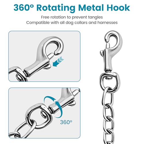 PETTOM Hundeleine Kette, Hundekette Leine, Bissfeste Hundeleine 120cm Metall, Kettenleine mit Gepolstertem Griff für Große und Kleine Hunde