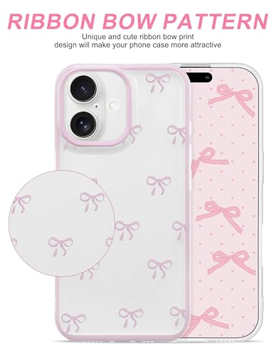 Coque iPhone 16 motif nœud papillon rose transparent par Jusy