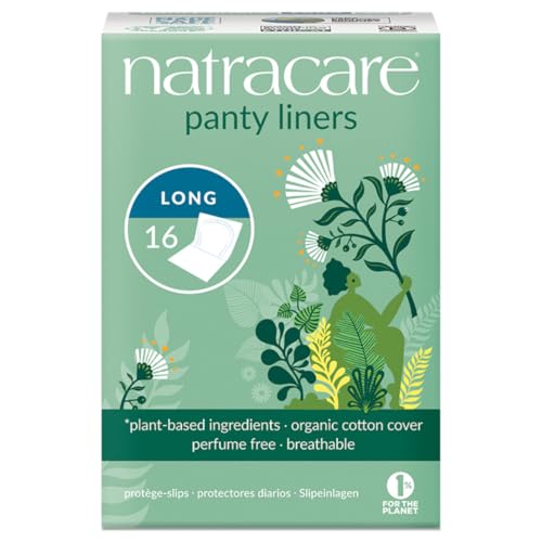Natracare Natural Organic Panty Liners, Long, Made with Certified Organic Cotton, Ecologically Certified Cellulose Pulp and Plant Starch (1 Pack, 16 Liners Total)