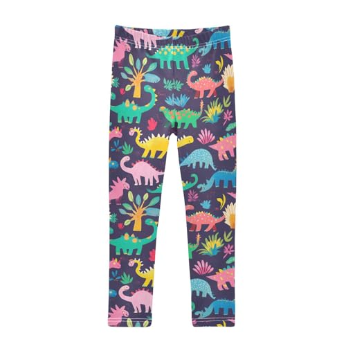 Wusikd Color Dinosaurs Girls' Leggings Toddler Doodles Fun Kids Yoga Pants Dance Active Tights 4T