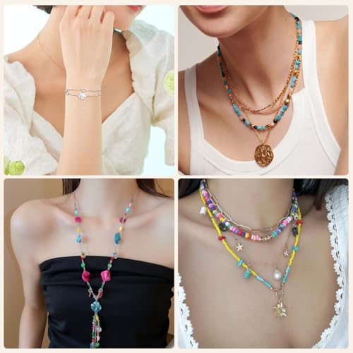 Flintronic Jump Ringe Spaltringe, Metall Sprungringe Set mit Biegeringzange, 4/5/6/8/10mm Biegeringe, Ketten Verschlüsse, Schmuckverschluss, DIY Spaltringe Schmuckherstellung für Halskette Armbänder