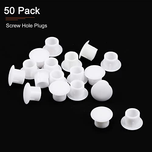 Image of DTGN 8mm x 11mm x 8mm(Dia. x Cap Dia. x H) Screw Hole Plugs - 50Pack - Good for Furniture Cupboard Wardrobe - Plastic Fastener Hole Caps - White