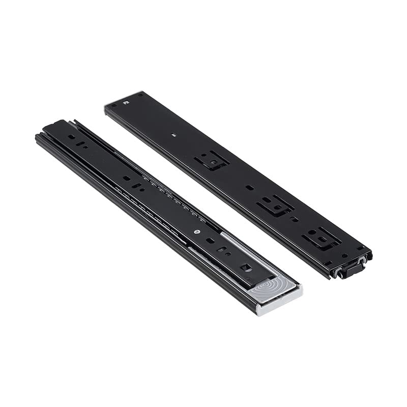 Guide per cassetti 2pc Black Black Roll Rotelle Acciaio Ribund Sliding Tracks Drawer Track Rail Binario A Tre Sezione Mobile Mobile Mute Slides Hardware per mobili (Color : 16 inch)