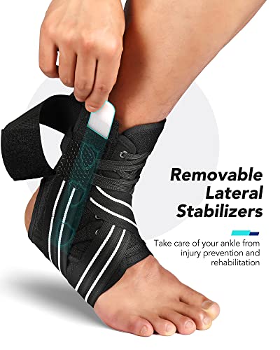 Fitomo Quick Lace Up Ankle Brace For Women Men With Removable Side Splints, Adjustable Ankle Support For Sprained Ankle Injury Recovery, Ankle Stabilizer For Basketball Volleyball Tennis, 1 Unit #TOP1