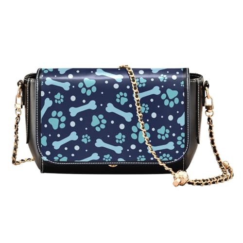 Sac à bandoulière noir et bleu aux motifs d'empreintes de pattes ludiques