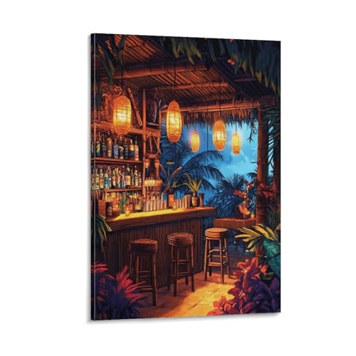 Poster hawaïen Tiki pour salon chaleureux et décoration de chambre à coucher