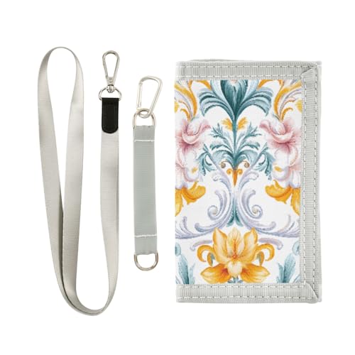 ALAZA Kids Wallets for Boys Girls Toddler Trifold Wallet Children Small European Yellow Flower with Zipper Coin Pocket