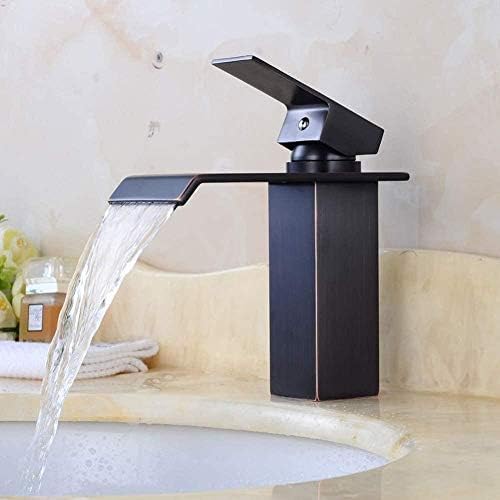 Robinet de lavabo carré en laiton bronze noir pour salle de bain chic