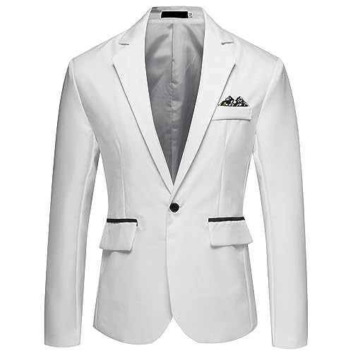 Mens Blazer Jacket Slim Fit Casual Button Business Suit Jacket Sport Coats Formal Wedding Tux Blazer with Pockets