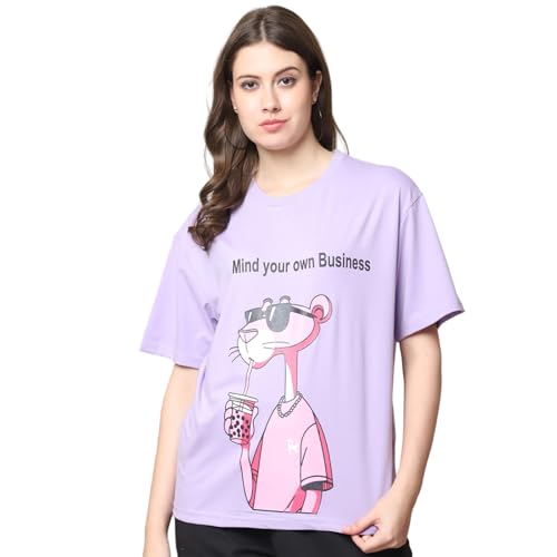 Image of Style Go Pure Cotton Oversized Baggy Fit Drop Shoulder Aesthetic & Cool Graphic Printed Half Sleeve Tshirt for Women || Trendy Tees || Casual Loose Korean T-Shirt