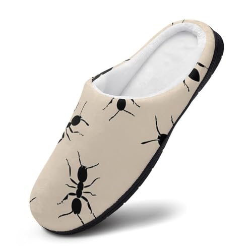 Black Ants Warm House Slippers For Women Indoor Outdoor Casual Non-Slip Bedroom Shoes2