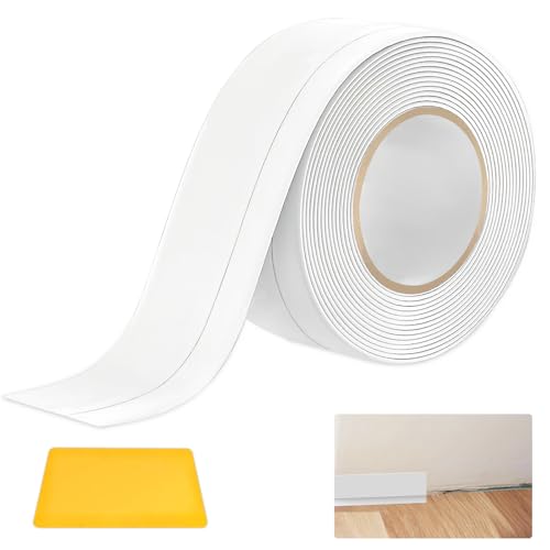 YFLeomry Weichsockelleiste Selbstklebend Weiß 5M PVC Sockelleiste Selbstklebend 50x20 mm Weichsockelleiste Flexibel Wasserfest Selbstklebende Leisten für Küche und Bad