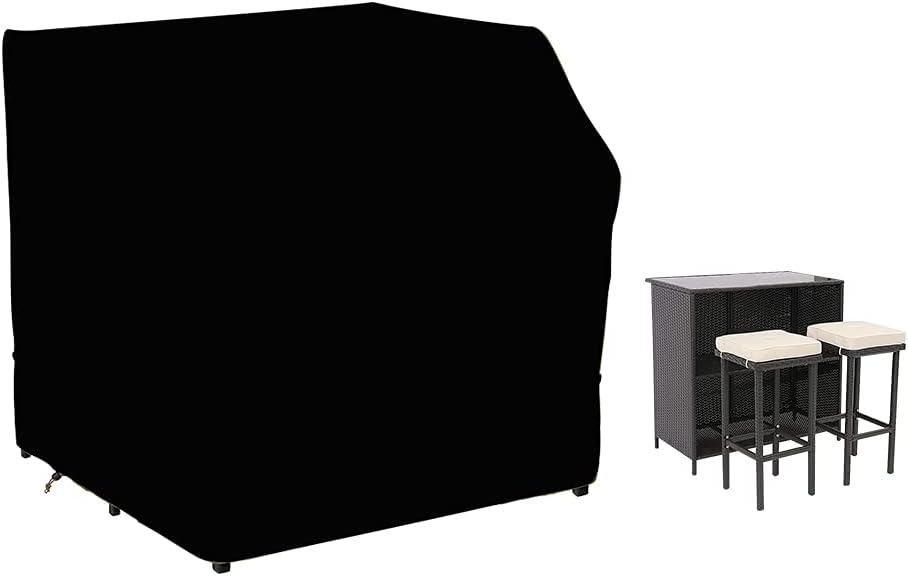 41 Inch Outdoor Patio Bar Set Cover Heavy Duty Waterproof Patio Furniture Tall Wicker Bar Set with Stools and Glass Top Table Chair Covers Outside