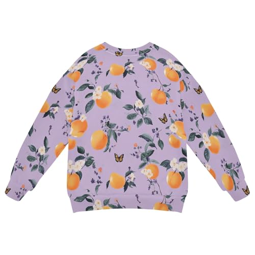 JUNZAN Fresh Peach Fruit Purple Big Girls Sweatshirts Hoodies Crewneck Outerwear for Kids Athletic 4T2