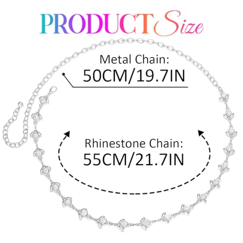 COSYDAYS Silver Rhinestone Belt Sparkly Waist Chain Fashion Bling Dress Belts for Women3
