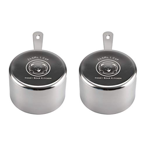 Honey Bear Kitchen 1 Cup 240 ml Measuring Scoop Cups Polished Stainless Steel Set of 2