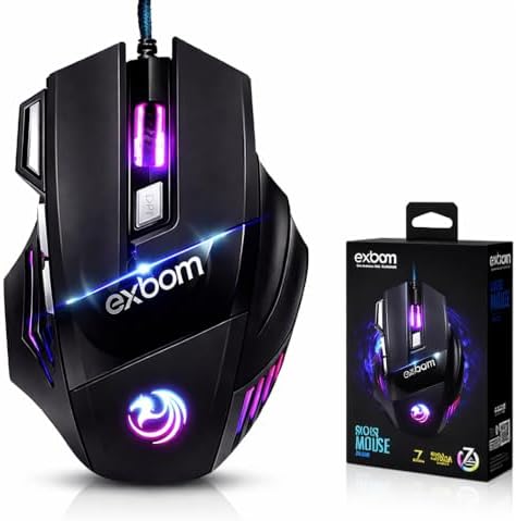 Mouse Gamer 7D 3200 DPI Ajustável 7 Botões Luzes LED RGB Alta Pre...