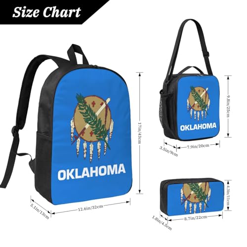 Sac à dos d'école Oklahoma State Flag ensemble 3 pièces enfant