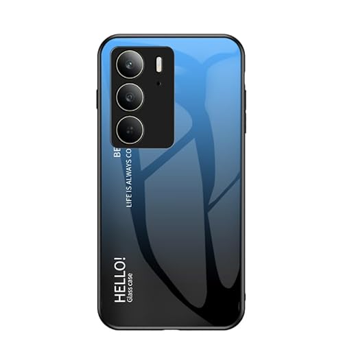 Jiajihua Cover Compatible with Realme C75 Triple-Layer【PC Panel+Tempering Glass+TPU Silicone】 Protective Case Blue