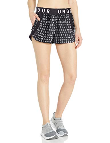 Under Armour Women's Play Up 3.0 Print Workout Gym Shorts, Black (002)/White, Medium
